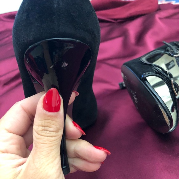 Dolce & Gabbana 4 Buckle Patent & Suede Heels - Picture 5 of 10